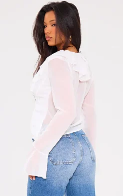 PrettyLittleThing Shirts*Frill Plunge Long Sleeve Frill Cuff Blouse