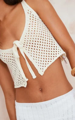 PrettyLittleThing Knitted Tops*Front Tie Crochet Top