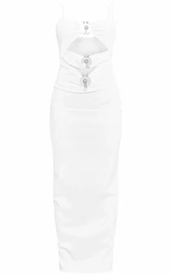 Gold Trim Cut Out Maxi Dress-PrettyLittleThing Online