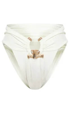 Hammered Trim High Waist Bikini Bottoms-PrettyLittleThing Outlet
