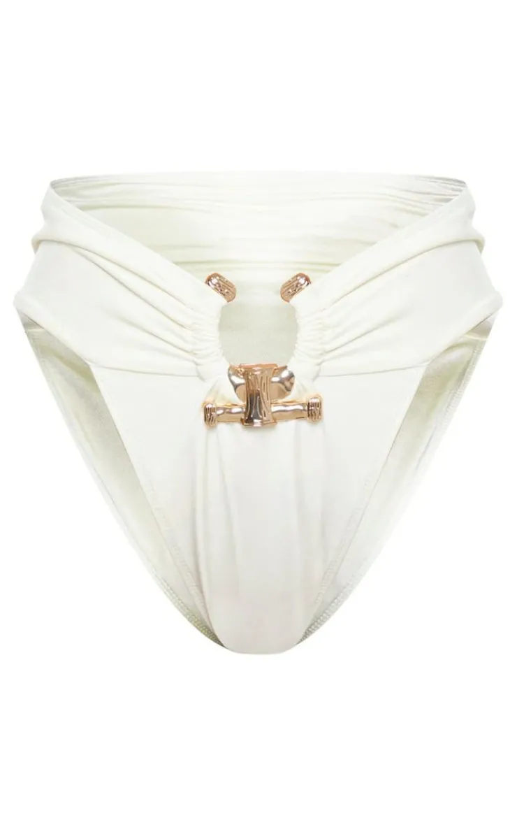 Hammered Trim High Waist Bikini Bottoms-PrettyLittleThing Outlet
