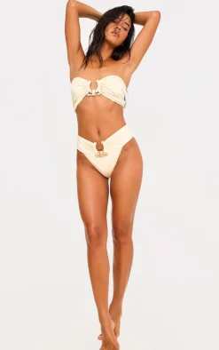 Hammered Trim High Waist Bikini Bottoms-PrettyLittleThing Outlet