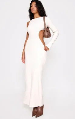 Heavy Brushed Rib Cut Out Maxi Dress-PrettyLittleThing Clearance