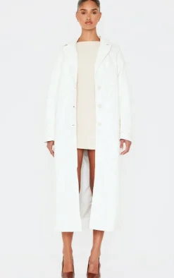 PrettyLittleThing Faux Leather Jackets*High Shine Textured Faux Leather Maxi Coat