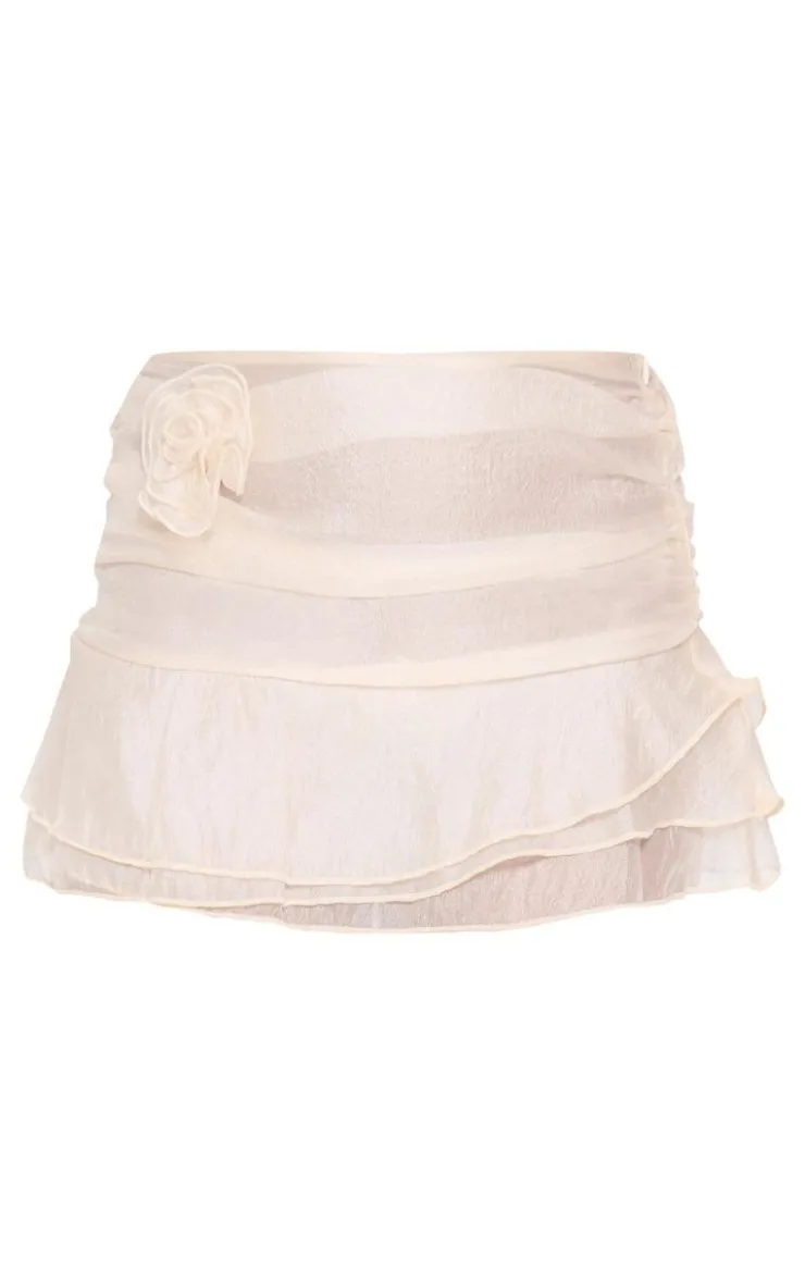 Iridescent Chiffon Rose Detail Mini Skirt-PrettyLittleThing Discount
