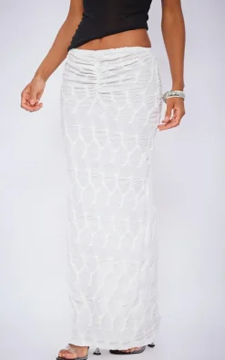 Cream Jersey Textured Maxi Skirt