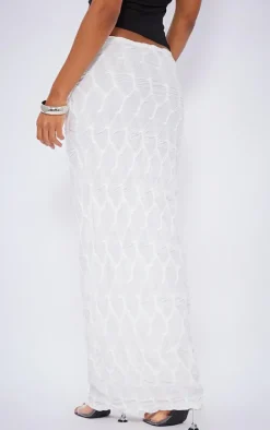Cream Jersey Textured Maxi Skirt