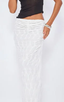 Cream Jersey Textured Maxi Skirt