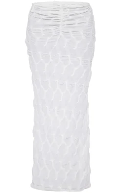 Cream Jersey Textured Maxi Skirt