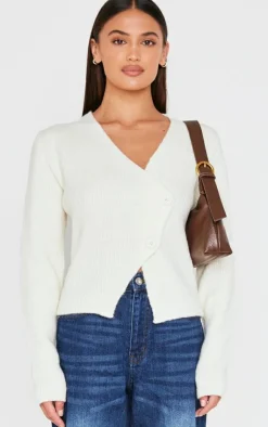 PrettyLittleThing Cardigans*Knit Asymmetric Button Cardigan