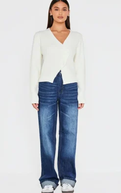 PrettyLittleThing Cardigans*Knit Asymmetric Button Cardigan