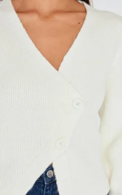 PrettyLittleThing Cardigans*Knit Asymmetric Button Cardigan
