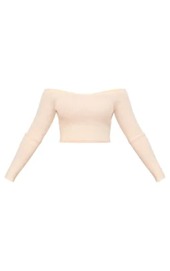 PrettyLittleThing Knitted Tops*Knitted Bow Back Bardot Top