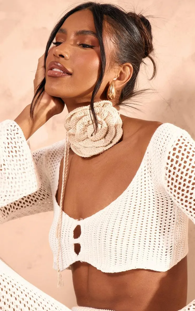 PrettyLittleThing Scarves & Gloves*Knitted Corsage Neck Tie