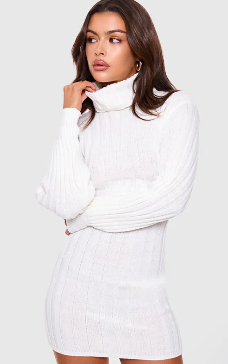 PrettyLittleThing Sweater Dresses*Knitted Roll Neck Sweater Dress