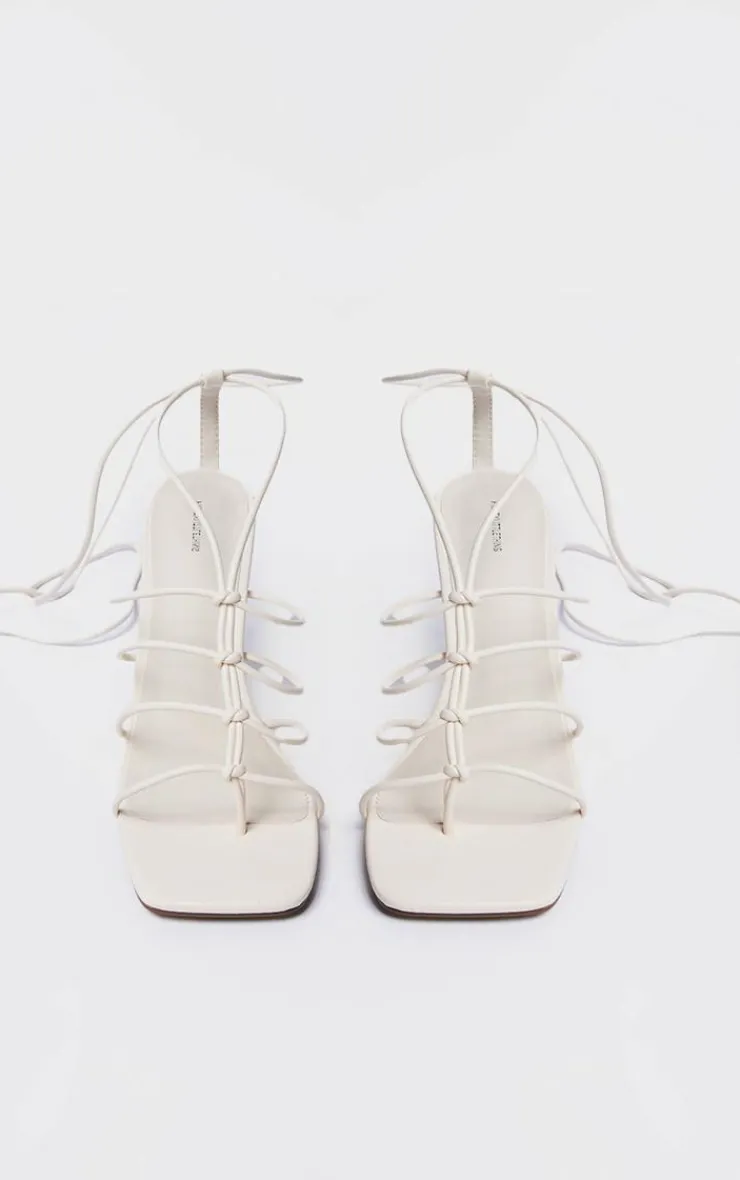 PrettyLittleThing Statement Heels*Knotted Lace Up Barely There Sandals