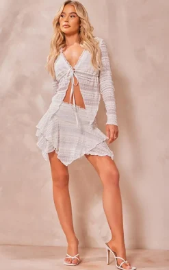 Best PrettyLittleThing Lace Low Rise Hanky Hem Micro Mini Skirt Cream