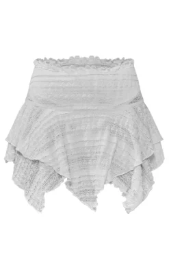 Best PrettyLittleThing Lace Low Rise Hanky Hem Micro Mini Skirt Cream