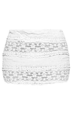 Cream Lace Mini Beach Skirt
