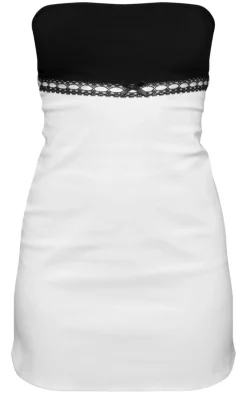 Lace Trim Bow Detail Bandeau Mini Dress-PrettyLittleThing Outlet