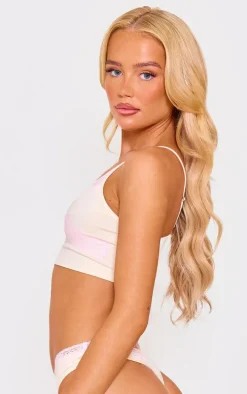 Cream Lace Trim Bralette And Thong Lingerie Set