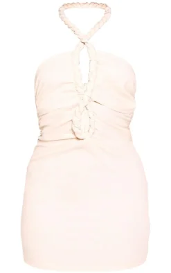 Linen Look Plait Detail Bodycon Dress-PrettyLittleThing Discount