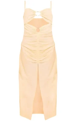 Linen Look Trim Detail Cut Out Maxi Dress-PrettyLittleThing New