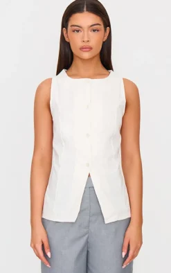 PrettyLittleThing Sleeveless Tops*Longline Bengaline Vest