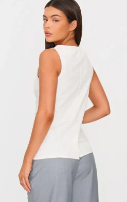 PrettyLittleThing Sleeveless Tops*Longline Bengaline Vest