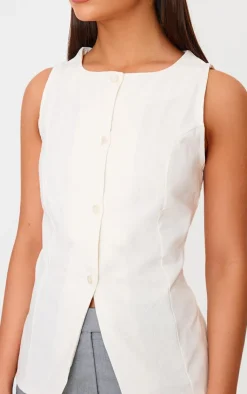 PrettyLittleThing Sleeveless Tops*Longline Bengaline Vest