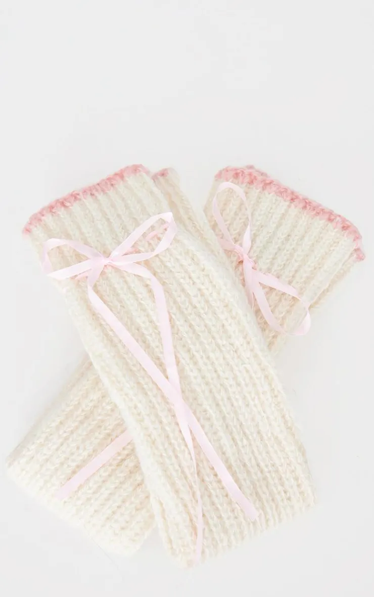 PrettyLittleThing Winter Accessories*Loose Knit Bow Leg Warmers