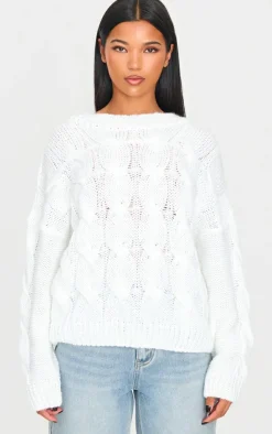 PrettyLittleThing Sweaters*Marl Knit Chunky Cable Sweater