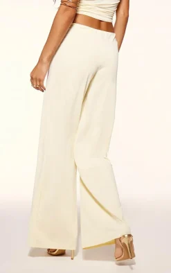 Hot PrettyLittleThing Matte Sculpt High Waisted Wide Leg Pants Cream