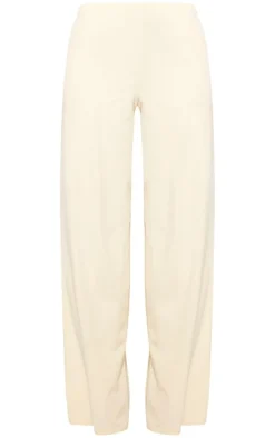 Hot PrettyLittleThing Matte Sculpt High Waisted Wide Leg Pants Cream