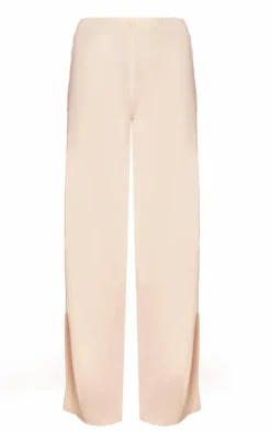 PrettyLittleThing Matte Touch Wide Leg Pants Cream