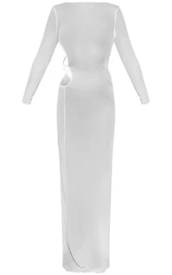 Cream Mesh Backless Maxi Beach Dress