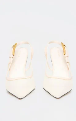 Mesh Gold Buckle Point Toe Court Heels-PrettyLittleThing Sale