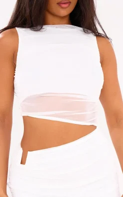 Mesh High Neck Cut Out Mini Dress-PrettyLittleThing Outlet
