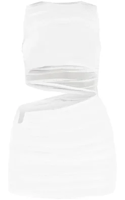 Mesh High Neck Cut Out Mini Dress-PrettyLittleThing Outlet