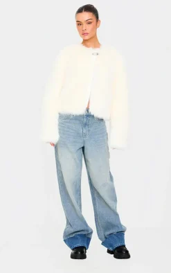 PrettyLittleThing Faux Fur Coats*Metal Trim Detail Faux Fur Jacket
