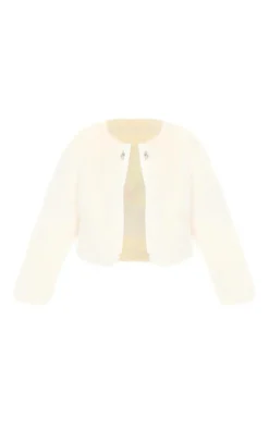 PrettyLittleThing Faux Fur Coats*Metal Trim Detail Faux Fur Jacket