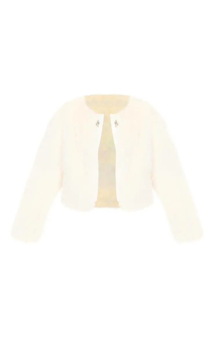 PrettyLittleThing Faux Fur Coats*Metal Trim Detail Faux Fur Jacket