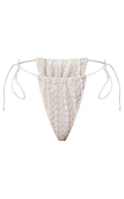 Metallic Netted Crochet Tie Side Bikini Bottoms-PrettyLittleThing Online