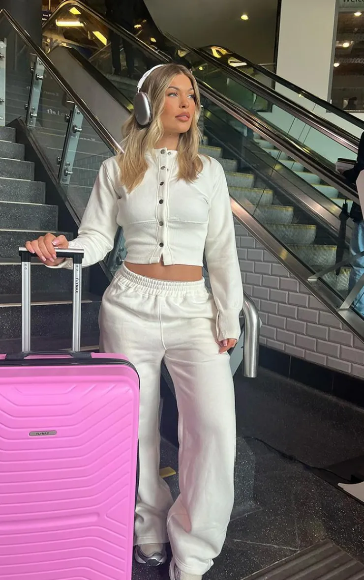 Best PrettyLittleThing Mid Rise Wide Leg Sweatpants Cream