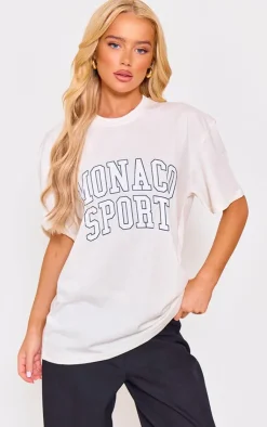 PrettyLittleThing T-Shirts*Monaco Sport Printed Oversized T Shirt