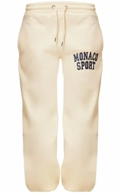 PrettyLittleThing Cream Sweatsuits*Monaco Sports Embroidered Cuffed Sweatpants