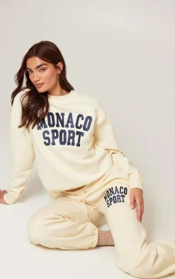 PrettyLittleThing Cream Sweatsuits*Monaco Sports Embroidered Sweatshirt