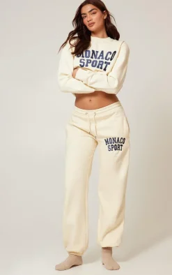 PrettyLittleThing Cream Sweatsuits*Monaco Sports Embroidered Sweatshirt
