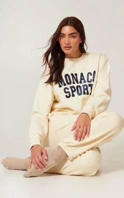 PrettyLittleThing Cream Sweatsuits*Monaco Sports Embroidered Sweatshirt