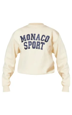 PrettyLittleThing Cream Sweatsuits*Monaco Sports Embroidered Sweatshirt